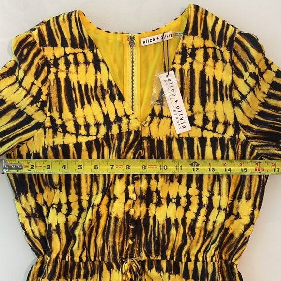 Alice + Olivia Winnie Button Front Roll Cuff Sun Drenched Romper Size 8 NWT - Picture 5 of 9